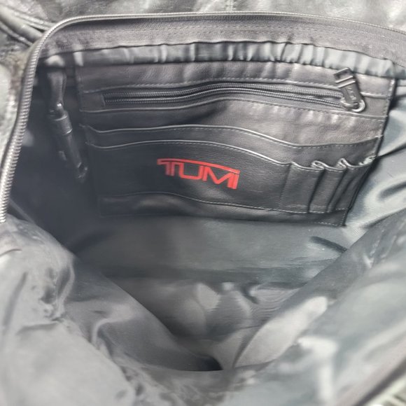 Tumi Alpha Black Leather Expandable Organizer Briefcase Bag Casual Travel Work - Picture 5 of 11